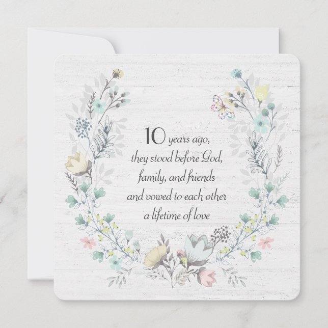 Convites Coroa de 10º Aniversário em Madeira (Frente)