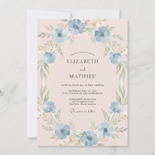 Convites Coroa de Anêmona Azul Centáurea Casamento
