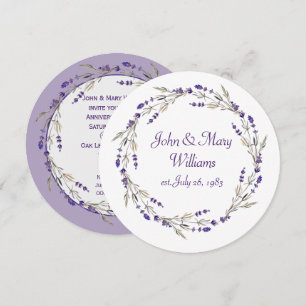 Convites Coroa de Aniversário de Lavanda Sobre Branco