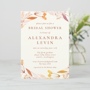 Convites Coroa de Aquarela Floral de Outono Chá de Noiva Bo