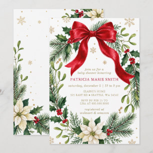 Convites Coroa de Arco Vermelho Inverno Natal Baby Shower
