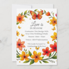 Convites Coroa de Borboletas Florais Casamento Texto Person