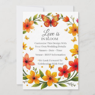 Convites Coroa de Borboletas Florais Casamento Texto Person