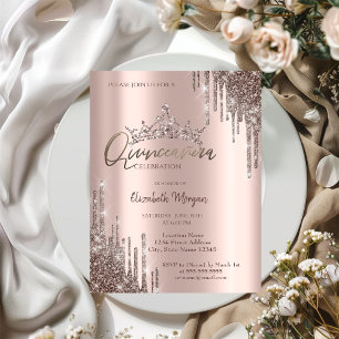 Convites Coroa de Brilho Chic e Legal para Quinceañera Pend
