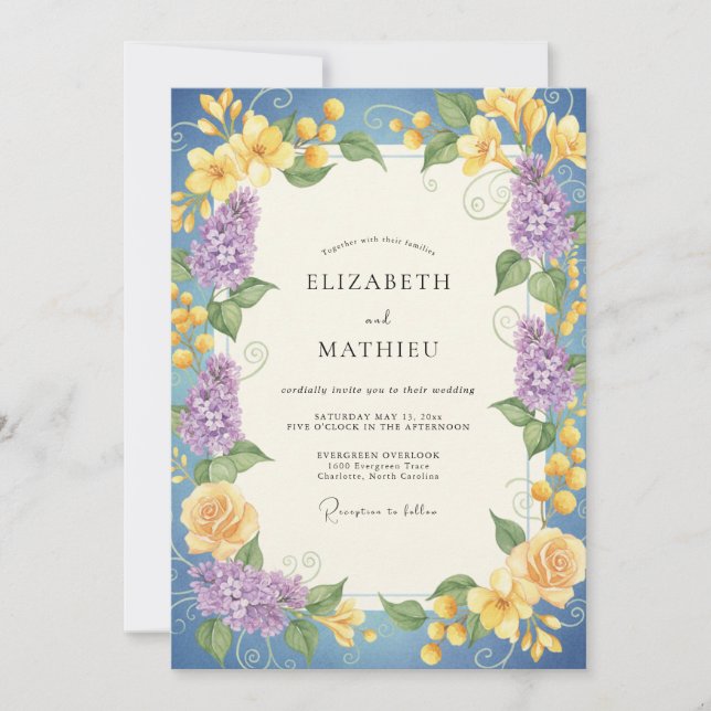 Convites Coroa de Casamento Amarela Flor-de-Milho Clássica (Frente)