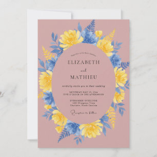 Convites Coroa de Casamento Amarelo Centáurea Malva