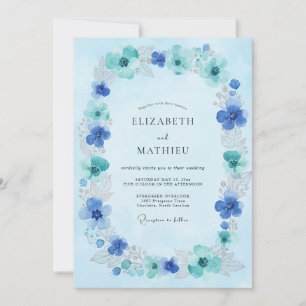 Convites Coroa de Casamento Azure Aqua
