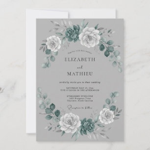 Convites Coroa de Casamento Botânica Cinza