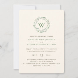 Convites Coroa de casamento com greenery em aquarela elegan