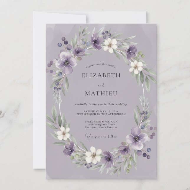 Convites Coroa de Casamento de Ámbar Muted (Frente)