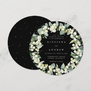 Convites Coroa de Casamento de Bolota-Preta Redonda + Eucal