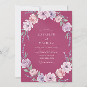 Convites Coroa de Casamento de Ranunculus Magenta