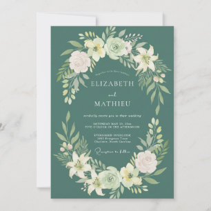Convites Coroa de Casamento em Azul Teal Profundo