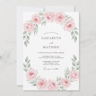 Convites Coroa de casamento em rosa suave empoeirado