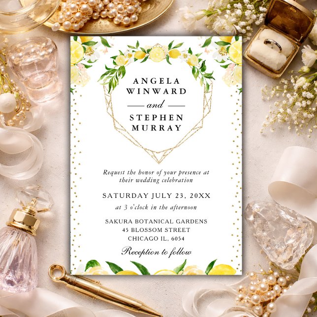 Convites Coroa de Casamento Floral de Limões (Criador carregado)