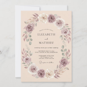 Convites Coroa de Casamento Floral Malva