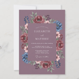 Convites Coroa de Casamento Índigo Malva