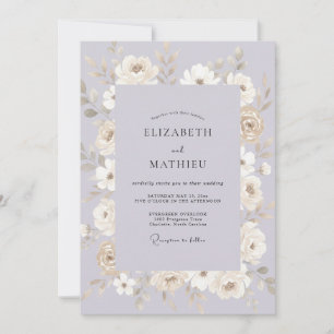 Convites Coroa de Casamento Lavanda Champagne