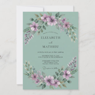 Convites Coroa de Casamento Lavanda Seafoam