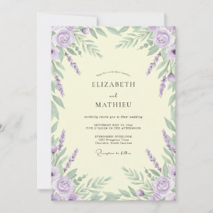 Convites Coroa de Casamento Lilás Lavanda