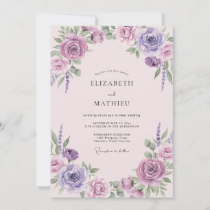 Convites Coroa de Casamento Lilás Lavanda