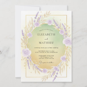 Convites Coroa de Casamento Lilás Violeta