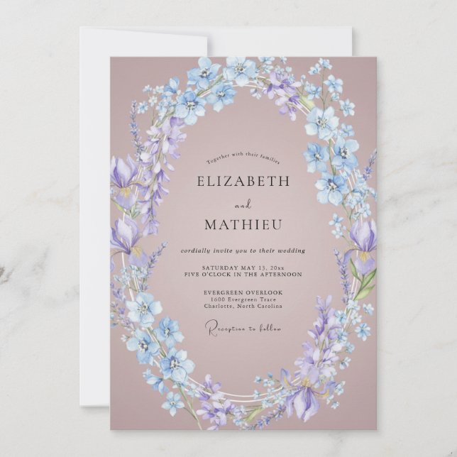 Convites Coroa de Casamento Malva Flor de Milho (Frente)