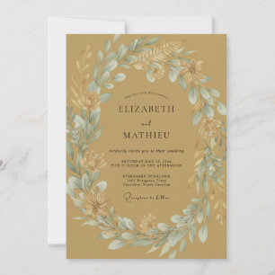 Convites Coroa de Casamento Ochre Periwinkle