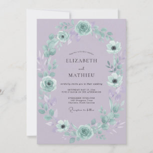 Convites Coroa de Casamento Periwinkle Aqua