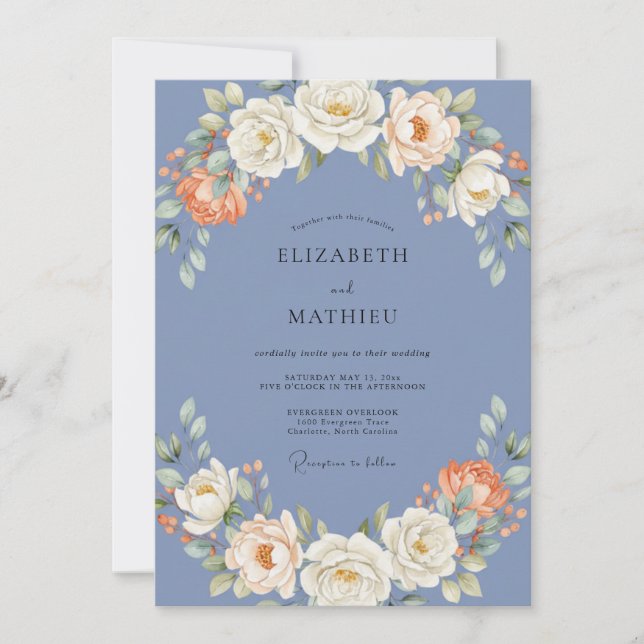 Convites Coroa de Casamento Ranunculus Centáurea (Frente)