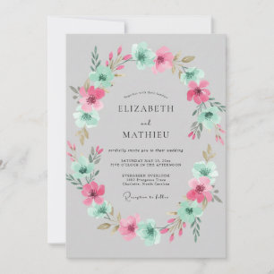 Convites Coroa de Casamento Rosa Água