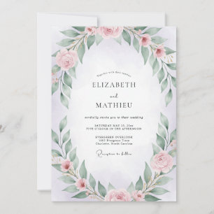 Convites Coroa de Casamento Rosa Bege Sage