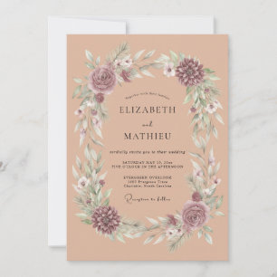 Convites Coroa de Casamento Rosa Empoeirada