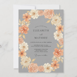 Convites Coroa de casamento Slate Dusty Peach