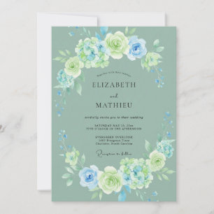 Convites Coroa de Casamento Taupe Seafoam