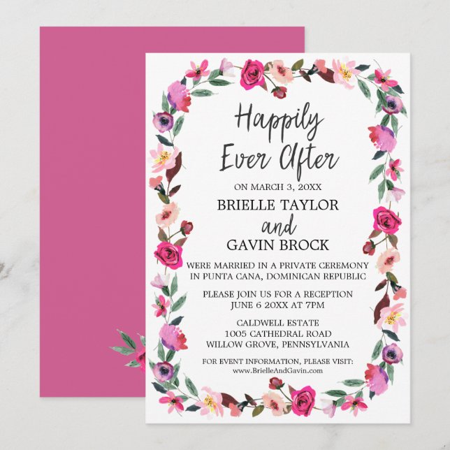 Convites Coroa de Conto de Fadas Romântico Casamento Furtiv (Frente/Verso)