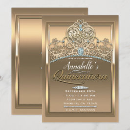Convites Coroa de Coração Princesa Glamouroso Dourado Festa