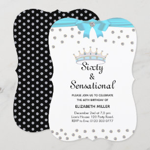 Convites Coroa de Diamante Brilhante Chic Sessenta e Sensac