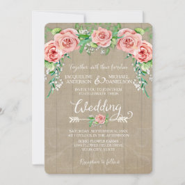 Convites Coroa de Flores BOHO Bebê Respira Celeiro Tábuas d