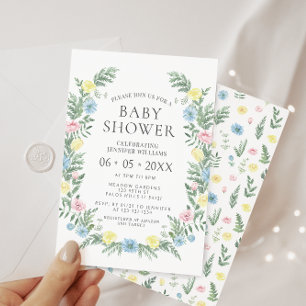 Convites Coroa de flores da primavera Watercor boho chá de
