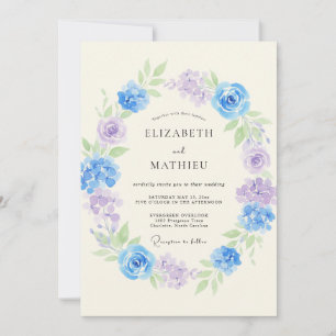 Convites Coroa de Flores de Lavanda Azul Casamento