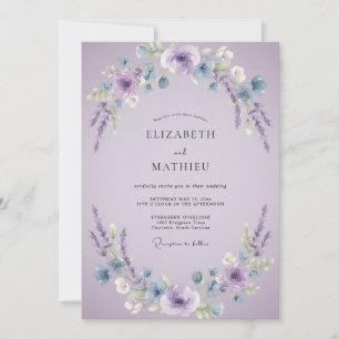 Convites Coroa de Flores de Lavanda Casamento