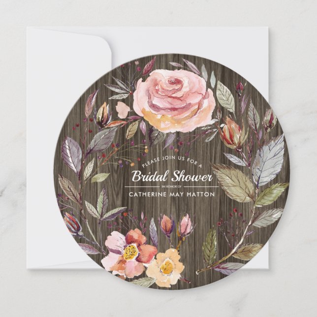 Convites Coroa de Flores de Outono para Chá de Noiva em Mad (Frente)