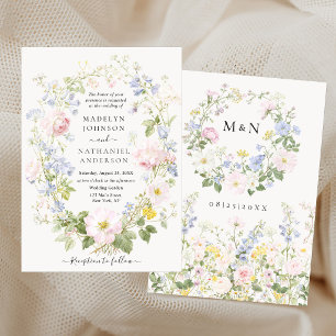 Convites Coroa de Flores Silvestres de Jardim Casamento For