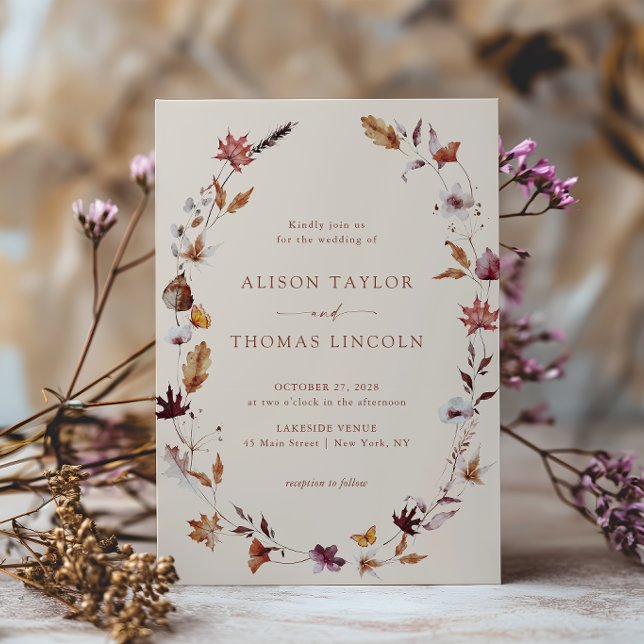 Convites Coroa de folhas de terracota Boho Fall Wedding (Criador carregado)
