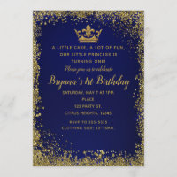 Coroa de Glitter Azul Royal e Dourado Aniversário 