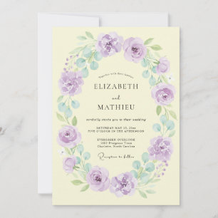 Convites Coroa de Lavanda Floral Casamento de Primavera