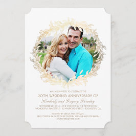 Convites Coroa de Louro Dourada Foto Casamento Aniversário