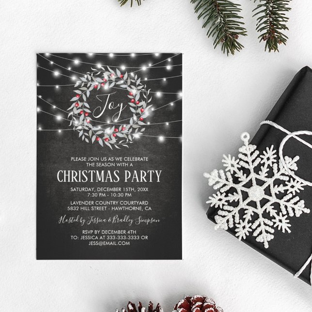 Convites Coroa de Natal Alegre Alegria de Natal Festa de Fi (Criador carregado)