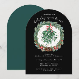 Convites Coroa de Natal em Aquarela Rústica com Visco